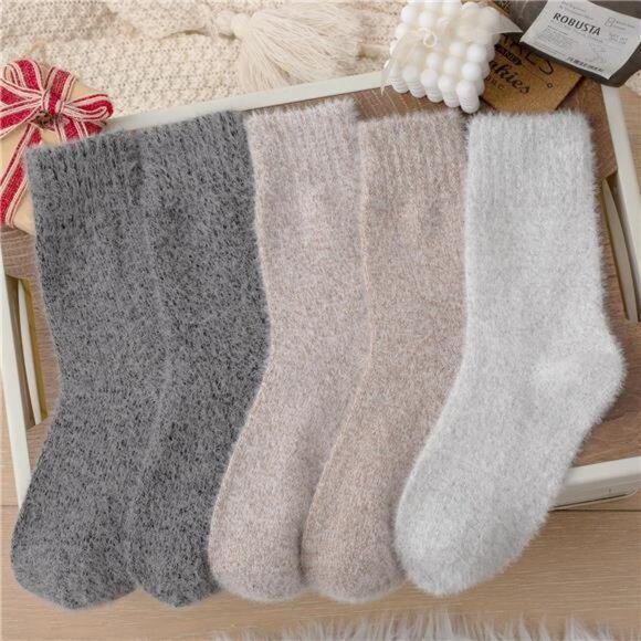 New 5 Pairs Fuzzy Soft Cozy Comfortable Socks for Women, Casual Sleep Comfy Sock - Picture 6 of 6